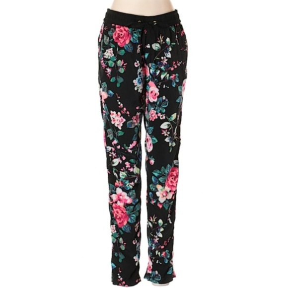 Express Floral Drawstring Pants Small 
